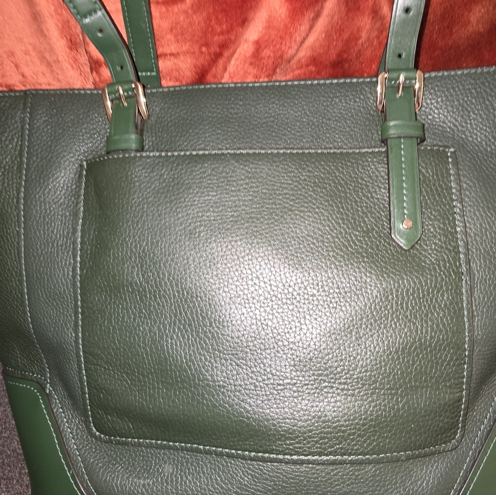 Michael Kors Dark Green Leather Pebbled Tote with Gold Hardware - Picture 2 of 5